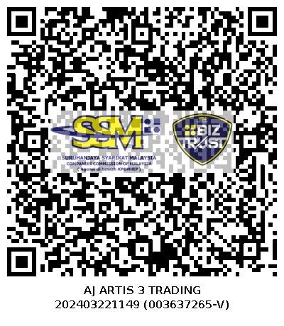 SSM Biz Trust QR code for AJ ARTIS 3 TRADING, registration no. 202403221149
